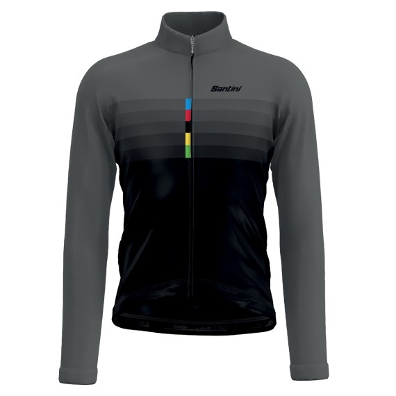 Jersey SANTINI Unisex UCI Rainbow Thermofleece Official Black