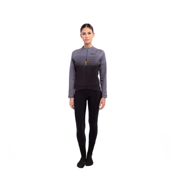 Jersey SANTINI Unisex UCI Rainbow Thermofleece Official Black